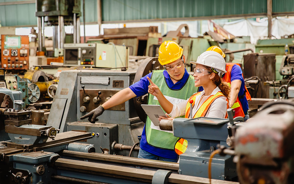 team working on manufacturing processes