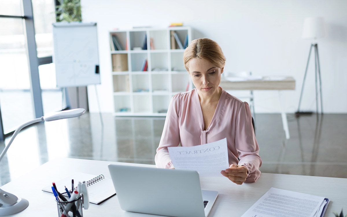 woman working at the office with documents