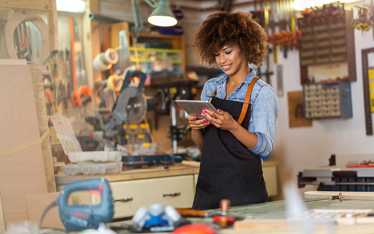 woman working at her workshop