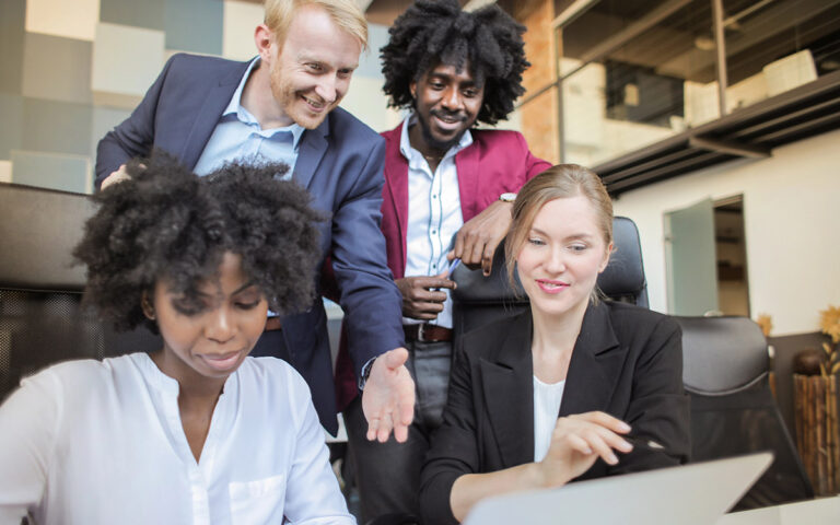 team working on project at the office